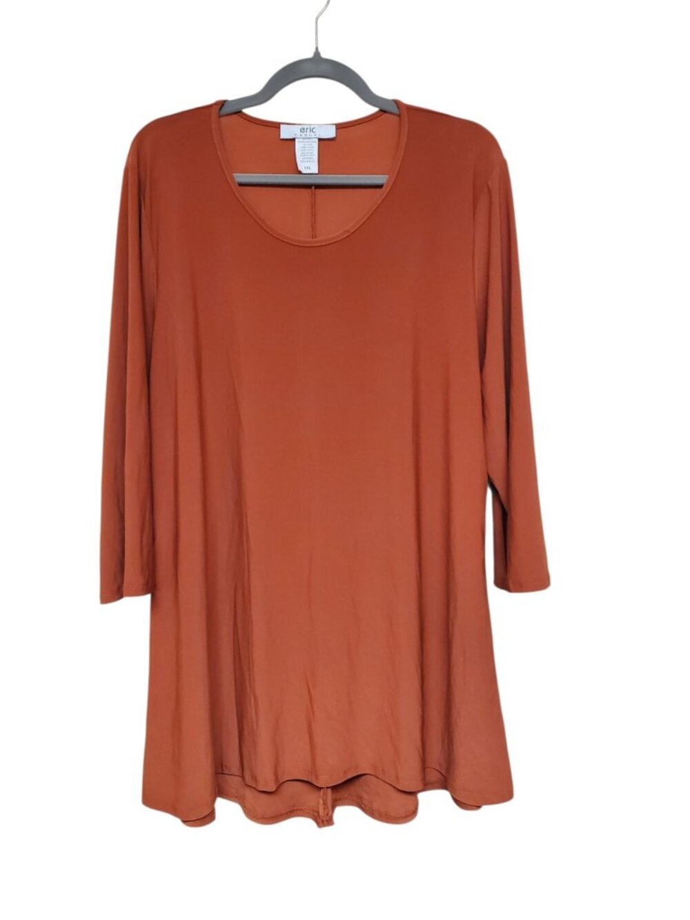 eric Casual Woman's Dark Orange Long Sleeve Basic Tunic Top NWT Plus Size 1XL